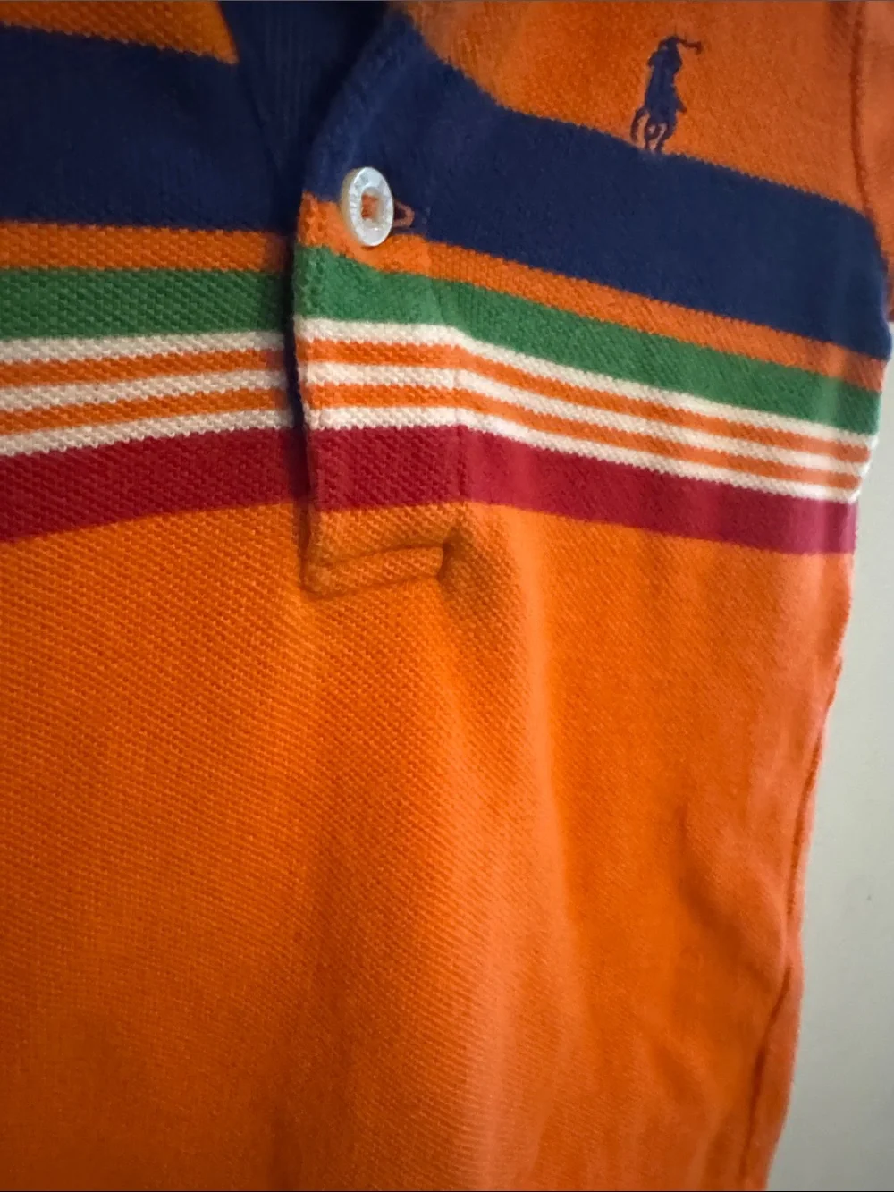 Ralph Lauren Orange Polo Stripe Baby Romper 3 mo